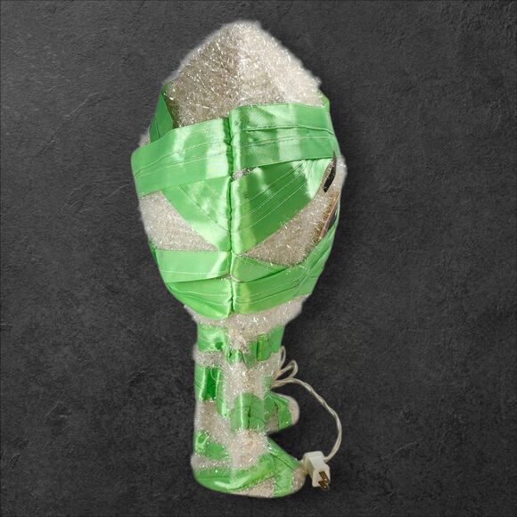 Vintage Light-Up Halloween Mummy Decoration 19” Green Wrap Heart Cute Spooky - Picture 2 of 11
